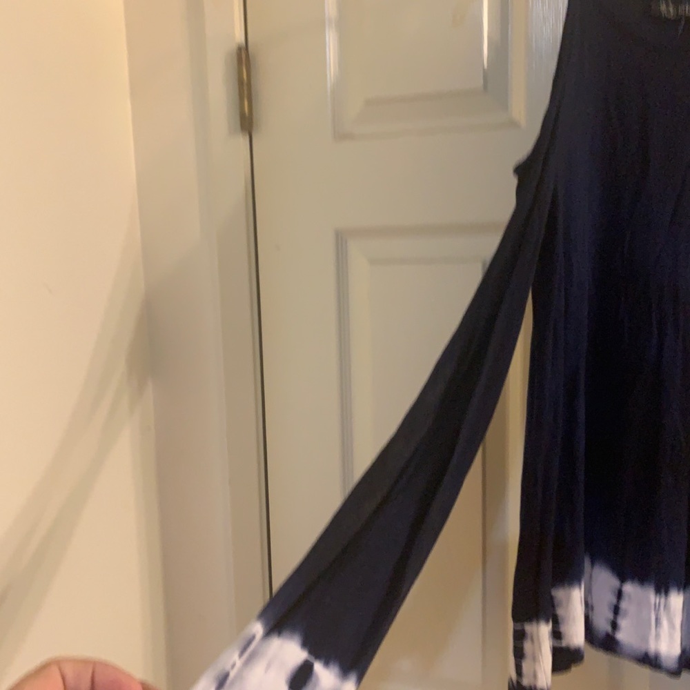 Navy cold shoulder tie dye top